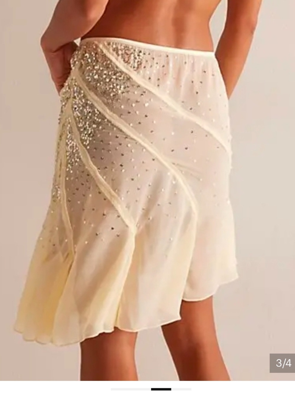 Free People Cream Sheer Embellished Midi Skirt - Picture 3 of 5